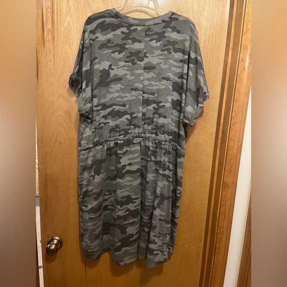 Maurices Gray Green Camo Drawstring Waist Dress - Picture 2 of 2